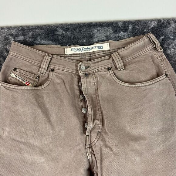 Diesel Saddle Baggy Straight Brown Jeans Button Fly Mens 36 (34X31) Italy Cotton - Picture 2 of 16